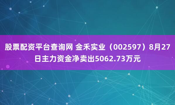股票配资平台查询网 金禾实业（002597）8月27日主力资金净卖出5062.73万元
