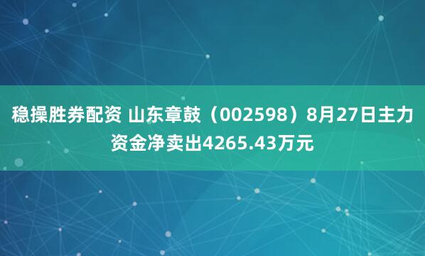 稳操胜券配资 山东章鼓（002598）8月27日主力资金净卖出4265.43万元